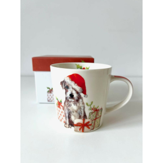 Świąteczny Pies Kubek Porcelanowy w Ozdobnym Pudełku 350 ml
