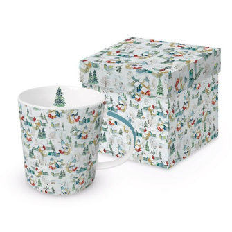 "Zimowe Miasteczko" Kubek Porcelanowy w Ozdobnym Pudełku 350 ml