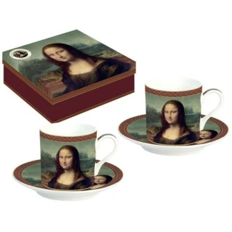 Mona Lisa – Zestaw Filiżanek ze Spodkiem Porcelanowych do Espresso w Ozdobnym Pudełku 75 ml