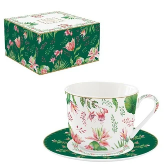 Ogród Botaniczny – Filiżanka Porcelanowa ze Spodkiem w Ozdobnym Pudełku 370 ml