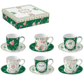 Ogród Botaniczny – Zestaw Filiżanek Porcelanowych do Espresso w Ozdobnym Pudełku 100 ml