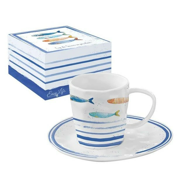 Ryby w Morskiej Głębinie – Filiżanka Porcelanowa ze Spodkiem w Ozdobnym Pudełku 250 ml Ryby w Morskiej Głębinie – Filiżanka Porcelanowa ze Spodkiem w Ozdobnym Pudełku 250 ml