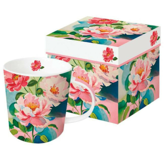 Piwonie Kubek Porcelanowy w Ozdobnym Pudełku