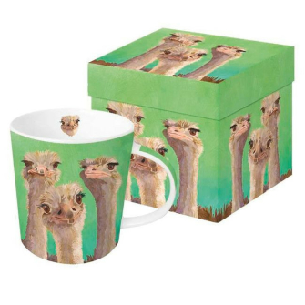 Wesołe Strusie Kubek Porcelanowy w Ozdobnym Pudełku