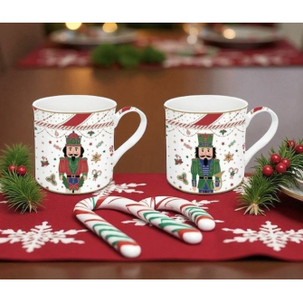 Dziedek do orzechów Kpl. 2 wysokiej jakości kubków Fine China 300 ml w zestawie prezentowym