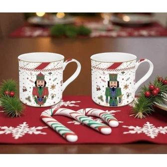 Dziedek do orzechów Kpl. 2 wysokiej jakości kubków Fine China 300 ml w zestawie prezentowym