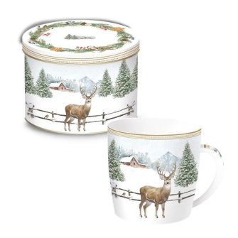 Jeleń Kubek Porcelanowy w Ozdobnej Puszce 350 ml