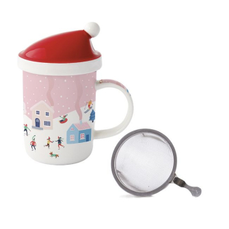 Kubek z pokrywką i metalowym zaparzaczem 370 ml w pudełku