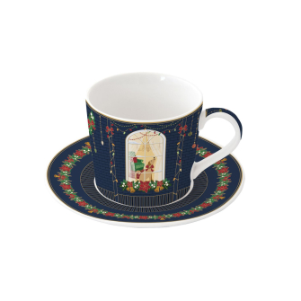 Świąteczna scanka Filiżanka śniadaniowa ze spodkiem 380ml w kolorowym pudełku - porcelana