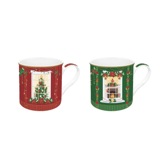 Świąteczna scanka kpl. 2 wysokiej jakości kubków Fine China 300 ml w zestawie prezentowym