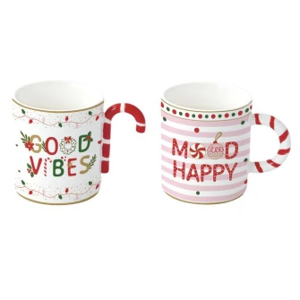 Świąteczny twist Zestaw 2 porcelanowych kubków 350 ml w kolorowym pudełku CHRISTMAS