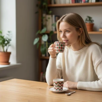 Świąteczny twist kpl. 2 filiżanek do ESPRESSO z sercowymi uchwytami i łyżeczkami